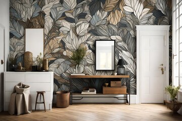 Choose a bold wallpaper or wall mural to make a statement in your entryway 
