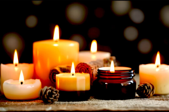 A picture of a beauty spa session with candles 