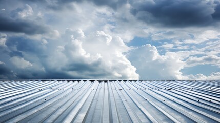Fototapeta na wymiar Roof metal sheet with a sky with clouds