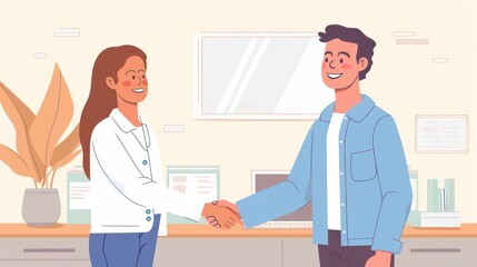 Smiling manager shaking hands with an applicant after an interview