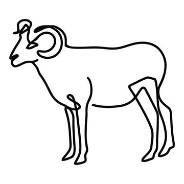 Goat Antler Emblem Horn Zodiac Capricorn Animal Silhouette Logo Vector Design Template Icon Symbol Monoline	