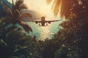Foto op Canvas Concept of airplane travel to exotic destination © Areesha