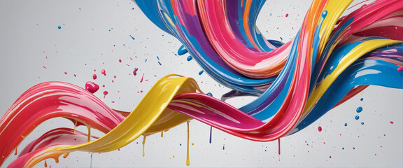 Obraz premium 3d render. Abstract background, spiral paint smear, curly multicolored brushstroke. Artistic wallpaper. Folded ribbon
