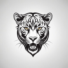 Logo illustration of an abstract panther black&white