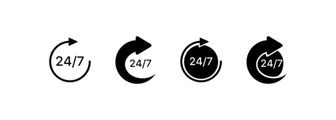 24/7 arrows icons. Silhouette style. Vector icons - obrazy, fototapety, plakaty