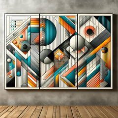 Wall art with unique geometric shapes and pattern