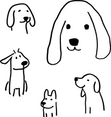 Dog cute doodle sketch, set of drawings. - 728463244