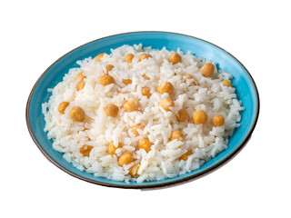 Fototapeta na wymiar Turkish Rice with chickpea served, Turkish name; Nohutlu pilav or pilaf
