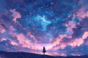 Gorgeous Digital Artwork Highlights Mesmerizing Starfilled Sky In An Animestyle