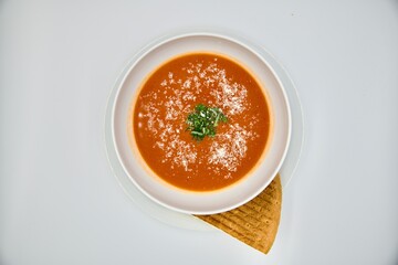 tomato soup in a bowl