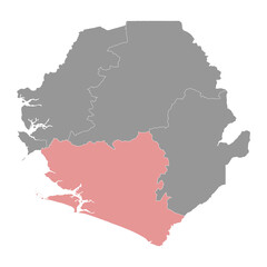 Southern Province map, administrative division of Sierra Leone. Vector illustration.