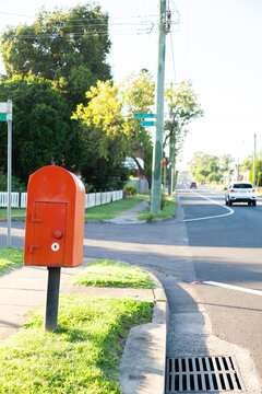 Red post box on Australian street