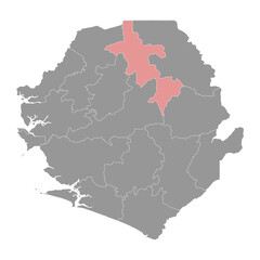 Koinadugu District map, administrative division of Sierra Leone. Vector illustration.