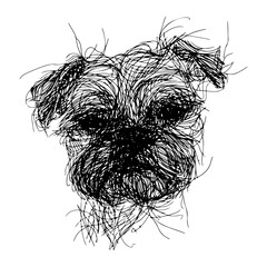 Messy line drawing of a Affenpinscher dog's face