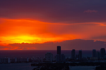 Beautiful sunrise over Miami South Beach on a January morning