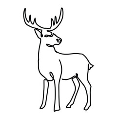 Naklejka na ściany i meble deer animal one line drawing vintage logo art custom icon mascot simple monochrome 
