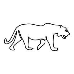 Obraz na płótnie Canvas tiger animal one line drawing vintage logo art custom icon mascot simple monochrome
