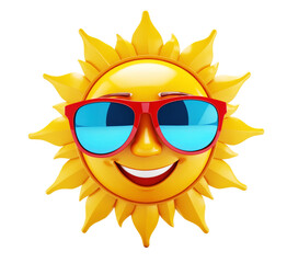 Smiling sun character, 3d style. Transparent PNG