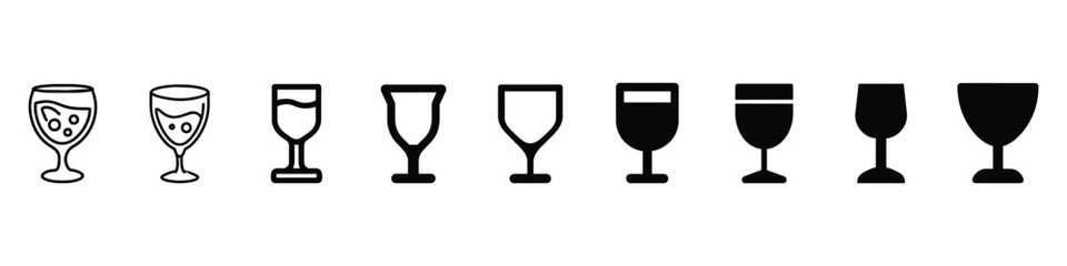 Glass of juice icon, Water glass icon vector set. Drink glass flat line icon