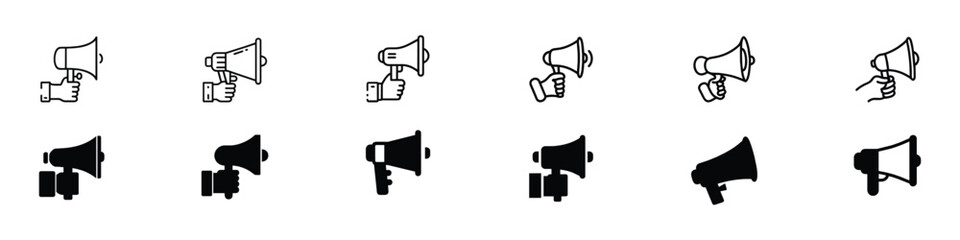 Hand holding megaphone icon, Megaphone icon, Hand holding megaphone icons,  loudspeaker icon