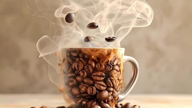 A cup of coffee in which coffee is brewed in a cafe