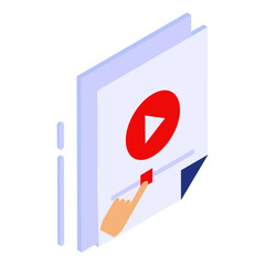 Movie Clip or Video streaming Embedding isometric concept, Podcast or Audio Player vector flat design, Web design and Development symbol, user interface  graphic sign website engineering  illustration