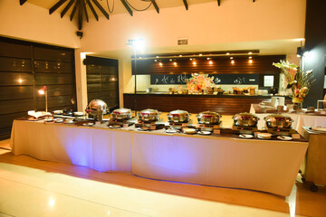 Hotel buffet with a beautiful surrounding