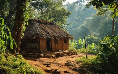Mud Hut in a Tribal Village in Africa