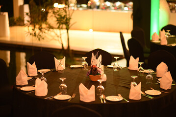 Fototapeta na wymiar Beautiful dining table with cutlery