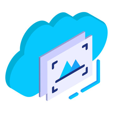 image upload or browse from cloud isometric concept, Remote URL for photo vector flat design, Web design and Development symbol, user interface or graphic sign, website engineering  illustration