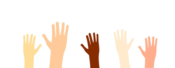 Raised hands icons. Flat style. Vector icon