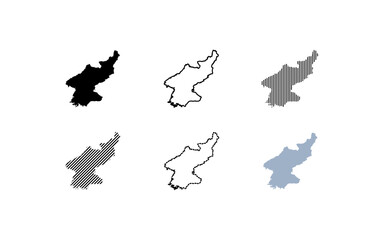 Set of continent icons. Silhouette, line and flat style. Vector icon