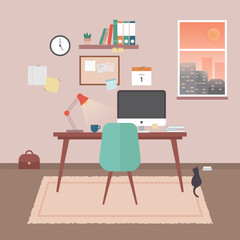 workplace flat vector illustration art