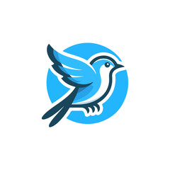 A bird logo in a mascot style, with a simple, minimalist, and professional design