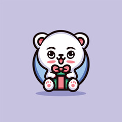 Cute Polar Bear Cartoon Mascot Animal Vector Logo Design illustration