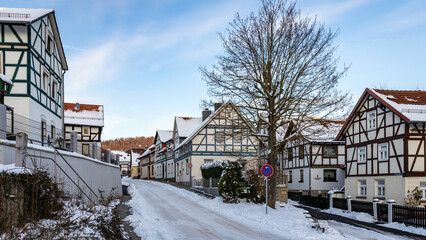 Fototapeta na wymiar The historic houses of Herleshausen in Hesse