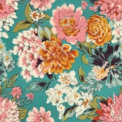 Möbelaufkleber bright colorful floral illustration background in vintage style © Wipada