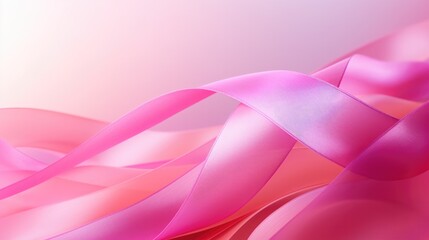 close up pink ribbon against a blurred background