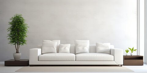 Fototapeta premium Contemporary white sofa in room design