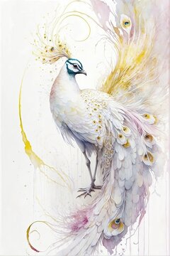 Creative white peacock, pink, white and yellow color