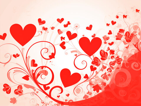 Romantic background image for a gift card or postcard for Valentine's day or wedding in vector style.