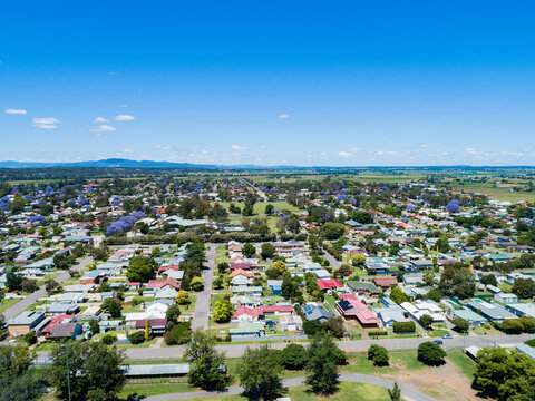 Big blue sky over town houses of Singleton in Hunter Valley NSW