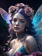 Portrait of a woman with wings, Generative AI