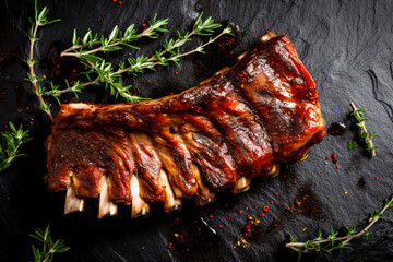 Succulent Roasted Rack of Ribs created with Generative AI technology