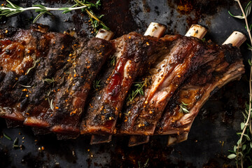 Succulent Roasted Rack of Ribs created with Generative AI technology