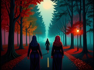 People in the forest, Generative AI