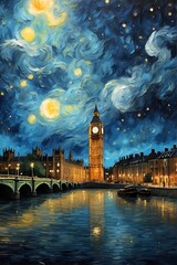 big ben and the moon