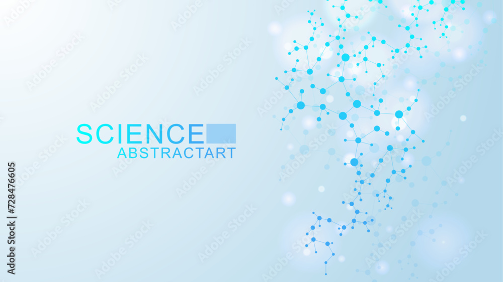 Canvas Prints modern abstract molecules structure for science or medical background. dna helix or atom visualizati