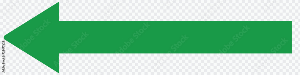 Poster green arrow to the left . vector, isolated. green arrow isolated on transparency background
