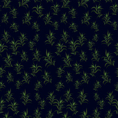 Green moss on black seamless pattern stock vector illustration for web, for print, for fabric print